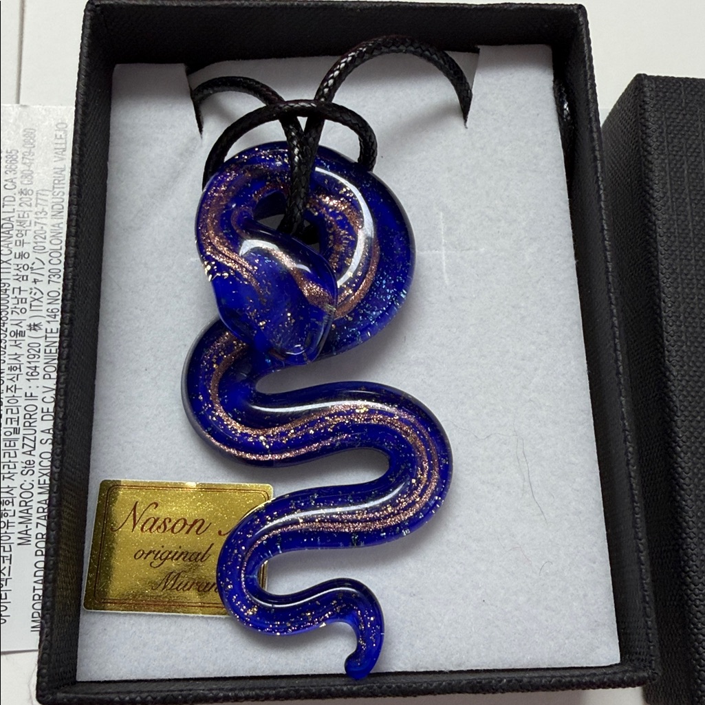 Murano Glass Snake Leather Necklace Nason A Original Murano Made In Italy 65$